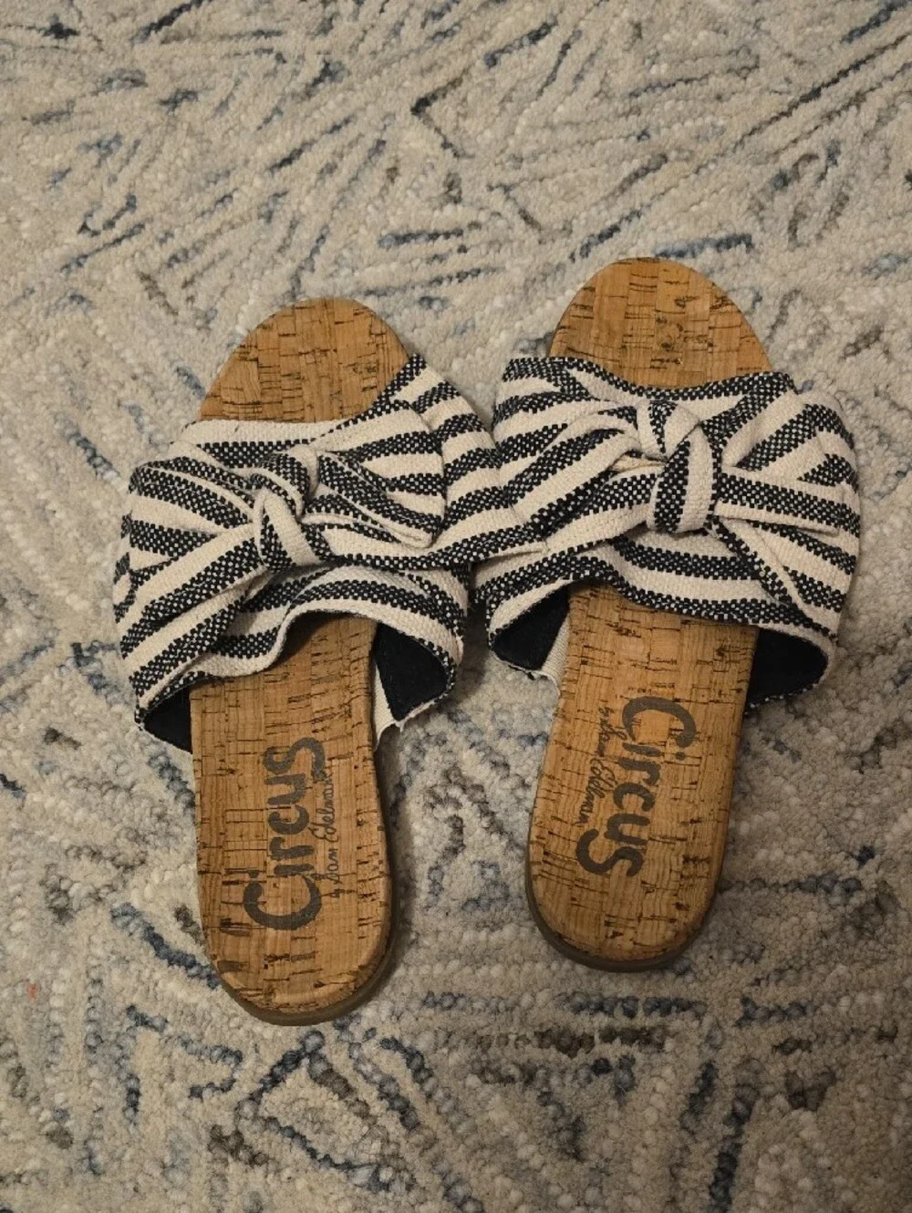 Circus by Sam Edelman Black and White Striped Knot Slide Sandals